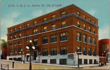 c1910s AURORA, Illinois Postcard YMCA Building, Street View 