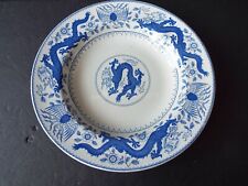 1884 MINTON BLUE & WHITE CHINESE DRAGON & BIRD SOUP PLATE BOWL picture