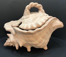 RARE Ornate Terra Cotta Lidded Conch Shell Tureen, 12” X 8”, Ocean Beach Sea picture