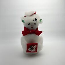 Vintage handmade Snowman craft fuzzy soft picture