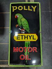 POLLY ETHYL MOTOR OIL PORCELAIN ENAMEL SIGN 48 X 24 INCHES picture