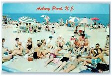 c1950's Bathers At Third Avenue Beach Crowd Asbury Park New Jersey NJ Postcard picture
