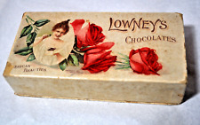 ANTIQUE 1901 VALENTINE CANDY CONTAINER, BOX LOWNEY'S CHOCOLATES AMERICAN BEAUTY picture