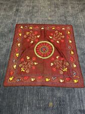 Antique Bukhara Suzani On Raw Silk Table Topper picture