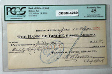 RARE BANK OF BISBEE (Arizona) 1906 Bank Check PCGS Graded Ex. Fine 45 COBM-4260 picture