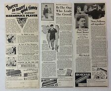 lot of three HOHNER HARMONICA ads ~ 1930-1935 picture