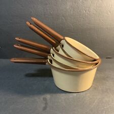 Set of 5 NEW Vintage Enamel Sauce Pans CHOCOALATE ALMOND 1979 General Housewares picture