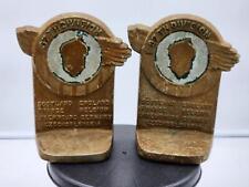 WW2 BOOKENDS US Army HAND MADE 87th Infantry Division GOLDEN ACORNs WAR END picture