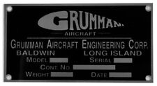 Repro Grumman Aircraft Data Plate, 1930-1942, Vintage WWII Aviation  DPL-0105 picture