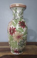 Vintage Japanese Moriage Vase Hand Painted Raised Enamel Floral Design 10