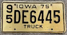Iowa 1975 License Plate Winnebago County Black And White Truck Plate picture