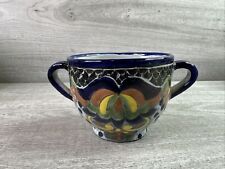 La Corona Pottery Patterned Double Handled Mug Cup Painted Mexico picture
