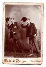 CIRCA 1890s CABINET CARD RUDD & RUNYAN HANDSOME MEN TIPPING HATS MARION KANSAS picture