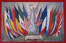 ANTIQUE POSTCARD 1918 WWI FOR FREEDOM PATRIOTIC WAR ALLIED IN HONOUR #2 picture