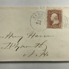 1886 Hanover, New Hampshire to Plymouth Antique Envelope & Stamp Bullseye Cancel picture