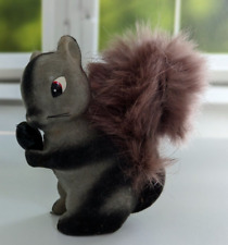 Vintage Cute Fuzzy Squirrel with Nut Figurine 2.5