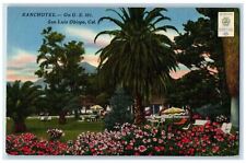 c1930's Flower and Trees at Ranchotel San Luis Obispo California CA Postcard picture