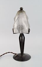 Degue, France. Art Deco table lamp in mouth-blown art glass and cast iron. 1930s picture