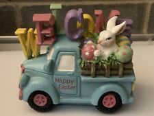 Resin Welcome Easter Bunny With Eggs In Blue Truck Decoration -GER 2472430 picture