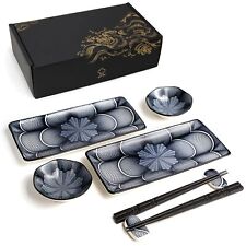 8 Piece Japanese Style Ceramic Sushi Plate Set 10-Inch Rectangle Sushi Dishes- 2 picture