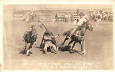RPPC,  COWBOY MIKE HASTINGS Rodeo Bulldogging  1935 R.R. Doubleday  Postcard picture