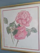 Senator Dianne Feinstein Signed Artwork Roses 1994, 18-1/2