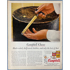 1956 Campbell's Cheese Vintage Print Ad Black Coated Self Cured Cheddar Swanson picture
