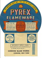 AO-066 Pyrex Flameware Product Information Card 1940's Vintage Original picture