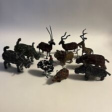 South African Beaded Wire Animal Figurines - Lion Antelope Rhino Warthog & MORE picture