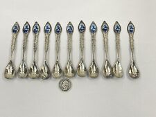 11 Vintage Holland Delft Blue Windmill Cameo Silverplate Souvenir Spoons picture