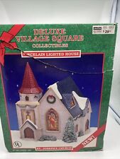 Deluxe Village Square Collectibles Porcelain Lighted House St.Joseph’s Church picture