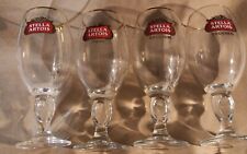 Stella Artois Belgium Beer Glasses Chalice Gold Rims 33 CL 15 oz Set of 4 Used picture