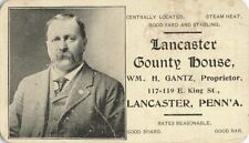 Lancaster County House Wm H Gantz Trade Card Landlord Boarding c1890s *Ab8c picture