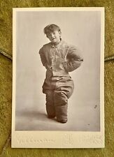 ODD Antique Cabinet Card Photo FOOTBALL Uniform Too Big Little Boy Corning NY picture
