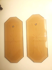 2-Vintage Amber Glass Chandelier Replacement Panels Flat Star Octagon Beveled picture