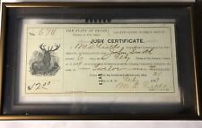 ANTIQUE 1899 STATE OF TEXAS COUNTY OF FORT BEND JURY CERTIFICATE CHECK JURY DUTY picture