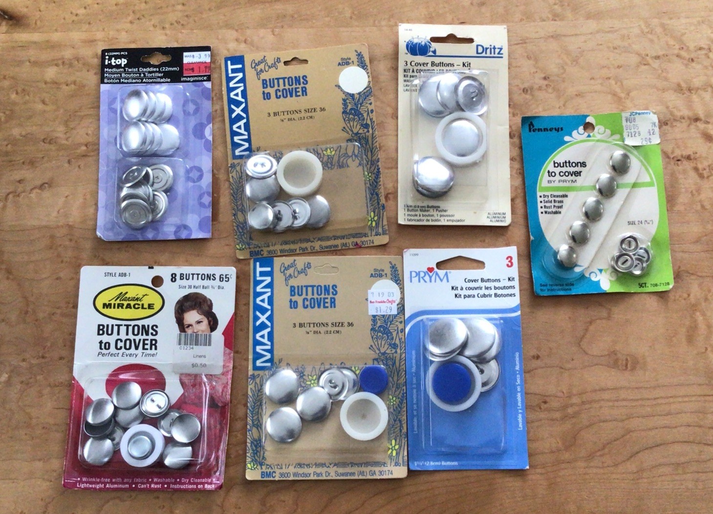 Vintage Lot Dritz Penney’s Prym Maxant Buttons To Cover 7 New Packages Vintage Lot Dritz Penney’s Prym Maxant Buttons To Cover 7 New Packages