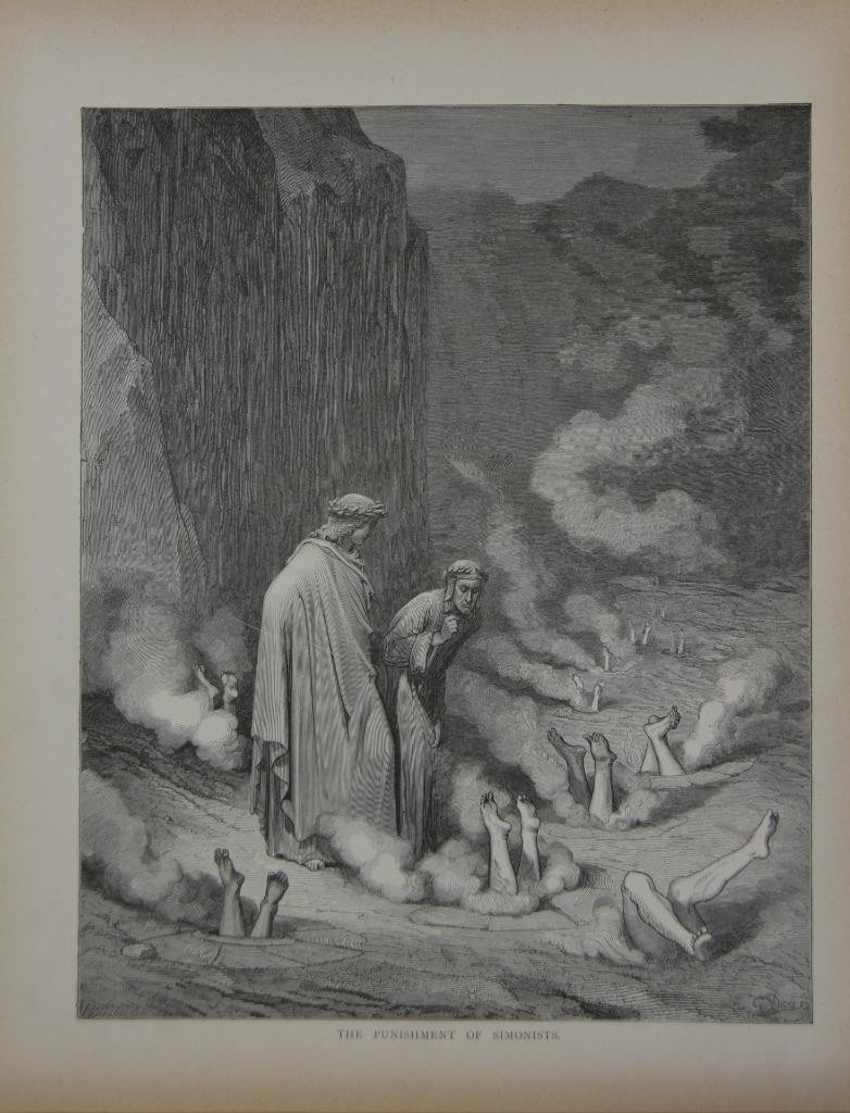 Antique Gustave Dore Dante's Inferno Punishment of the Simonists Hell Death 1880