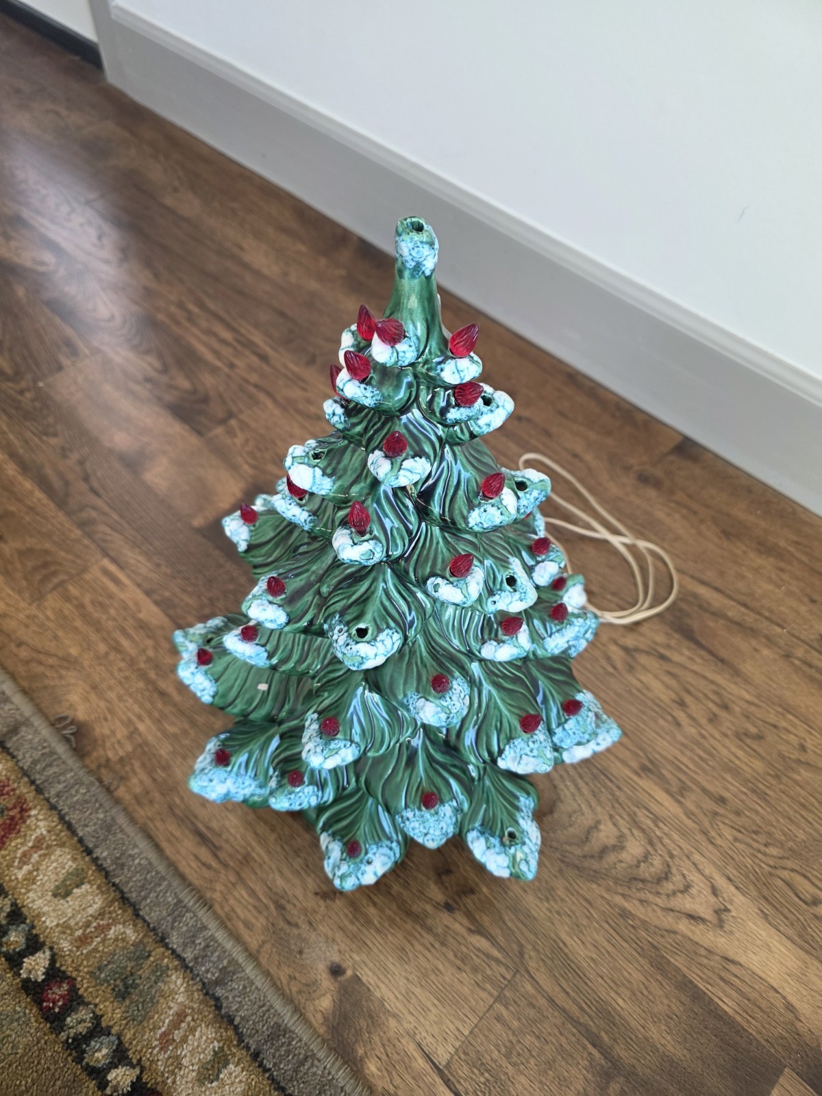 1970s Vintage Atlantic Mold Ceramic Christmas Tree Green Bottom Base Not Working 1970s Vintage Atlantic Mold Ceramic Christmas Tree Green Bottom Base Not Working