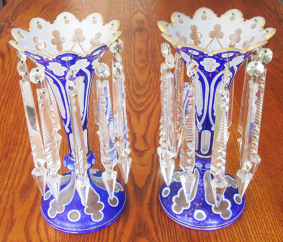 Antique Cobalt Blue Gilded PaIr of 10