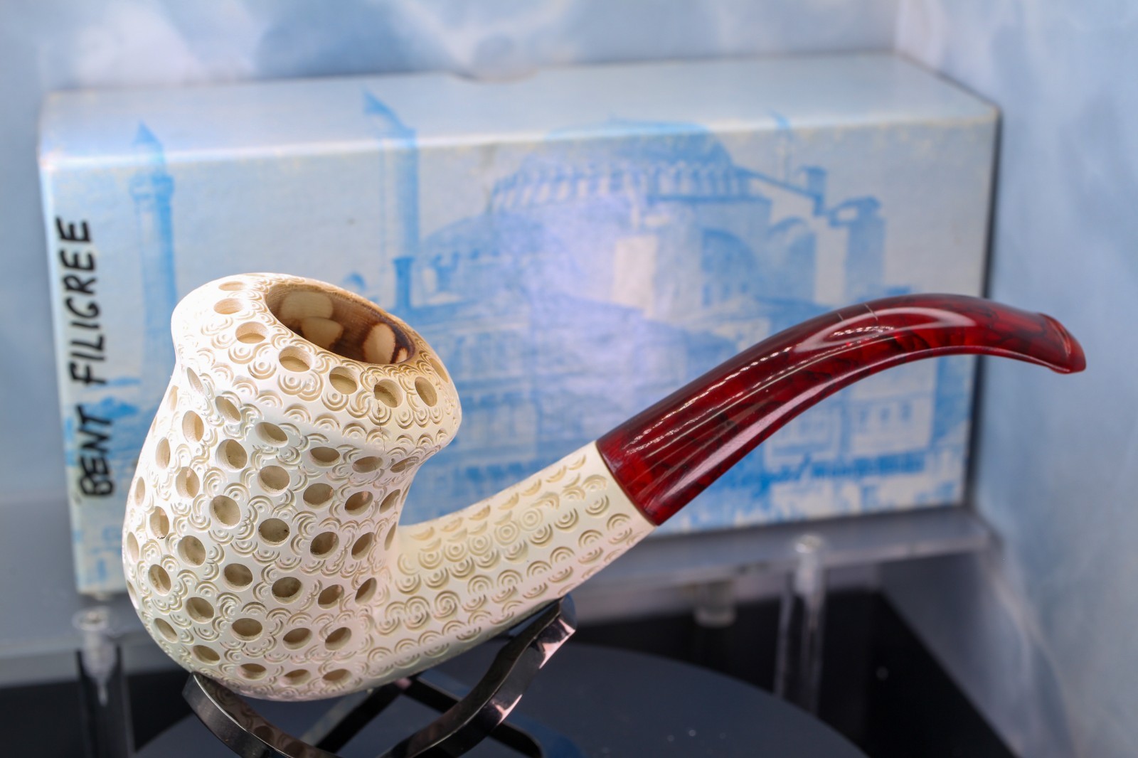 Cleaned- STUNNING Royal Meerschaum Lattice Calabash Filigree (with Box) pipe