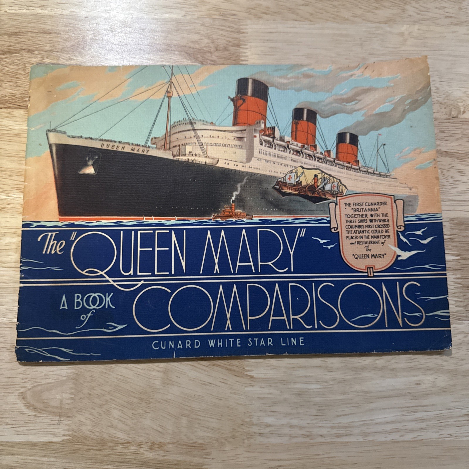 c1936 VG+ CUNARD WHITE STAR LINE QUEEN MARY 