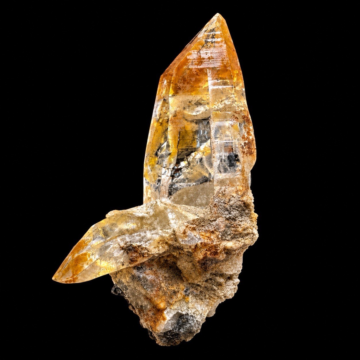 “Golden Guardian”Mini Ganesh Himalayan Iron Oxide Sidecar Akashic Quartz Crystal