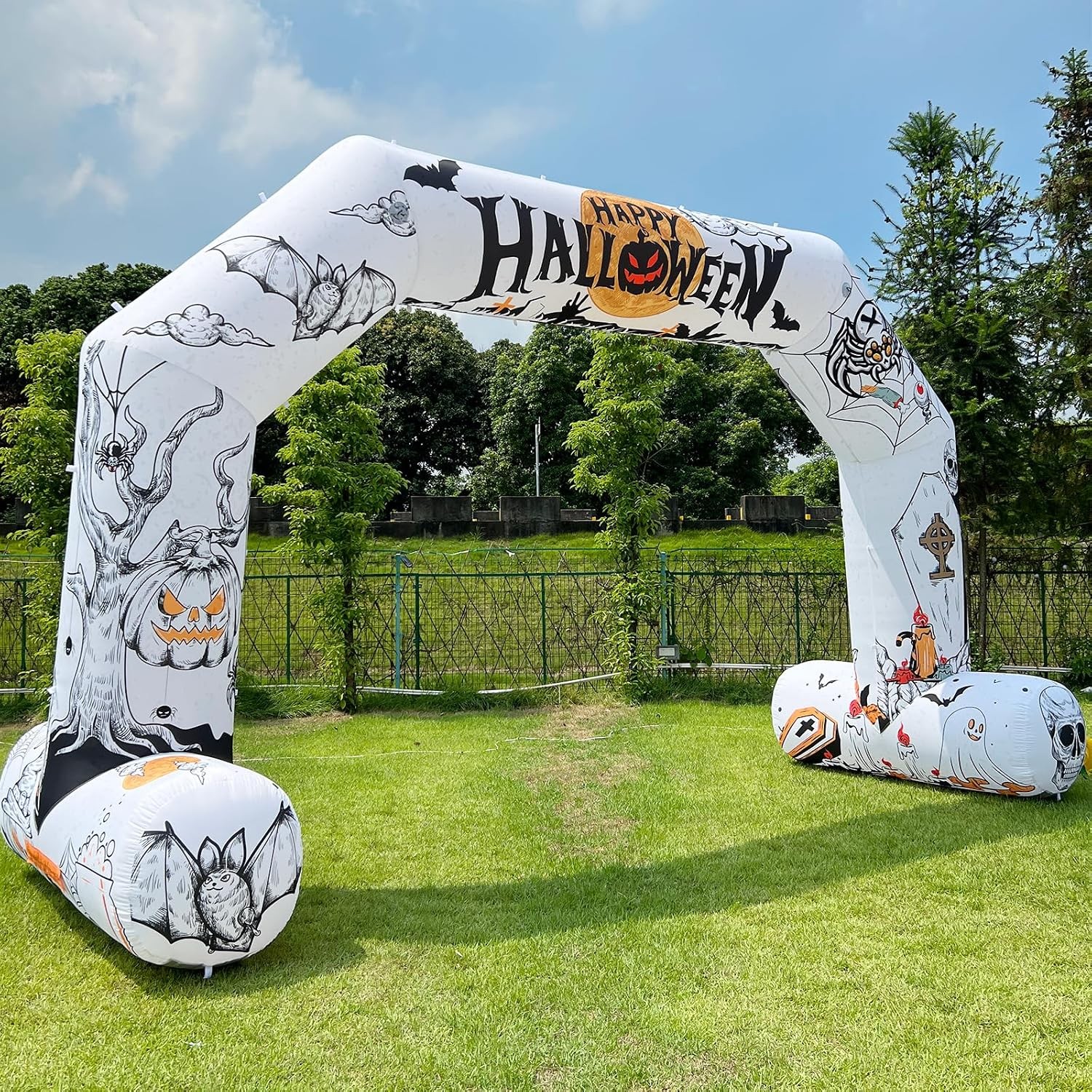 20Ft Halloween Inflatable Archway with 250W Blower, Hexagon Inflatable Arch for