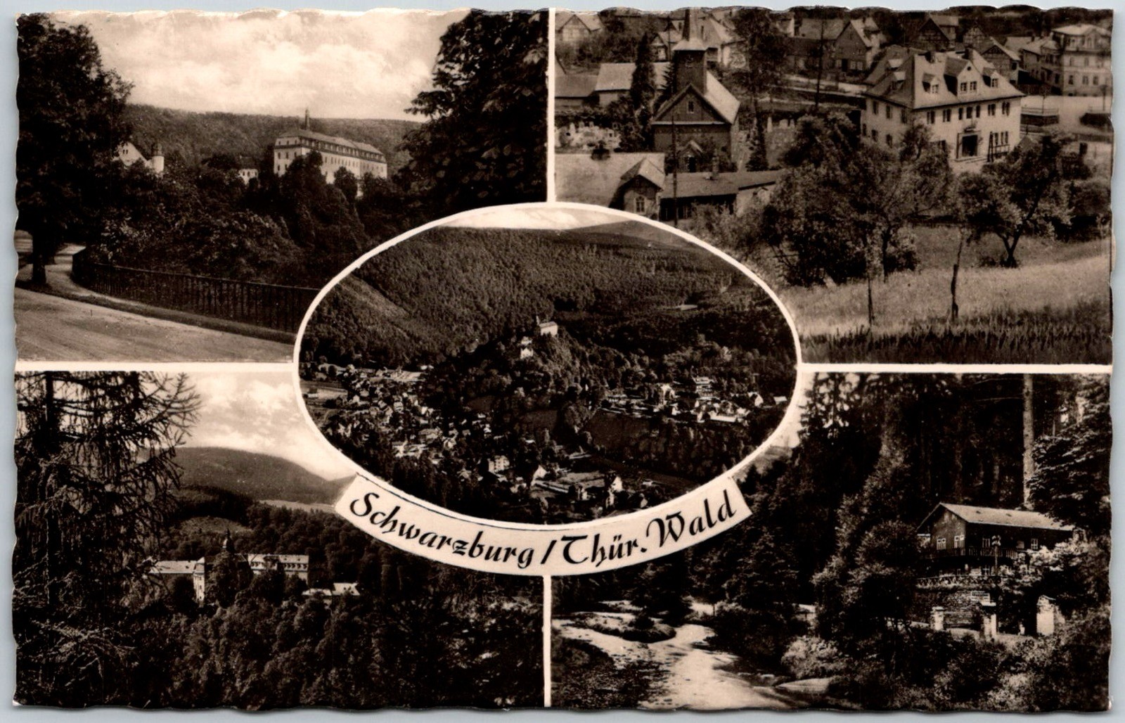 Schwarzburg East Germany Thuringian Forest Multiview Landscape RPPC Postcard