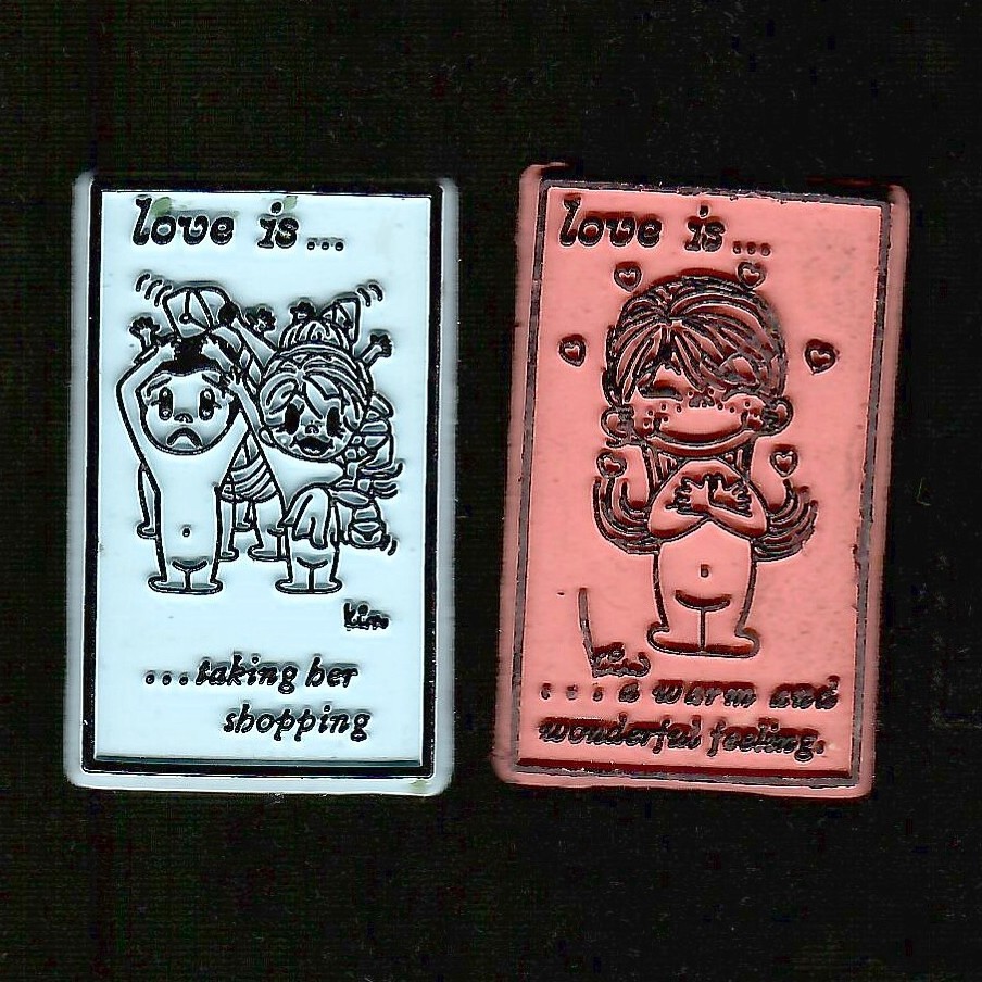 Love is... 2x Lot Vtg Set Novelty Magnet Rubber Flexible Kim Casali Fridge \'70s Love is... 2x Lot Vtg Set Novelty Magnet Rubber Flexible Kim Casali Fridge \'70s