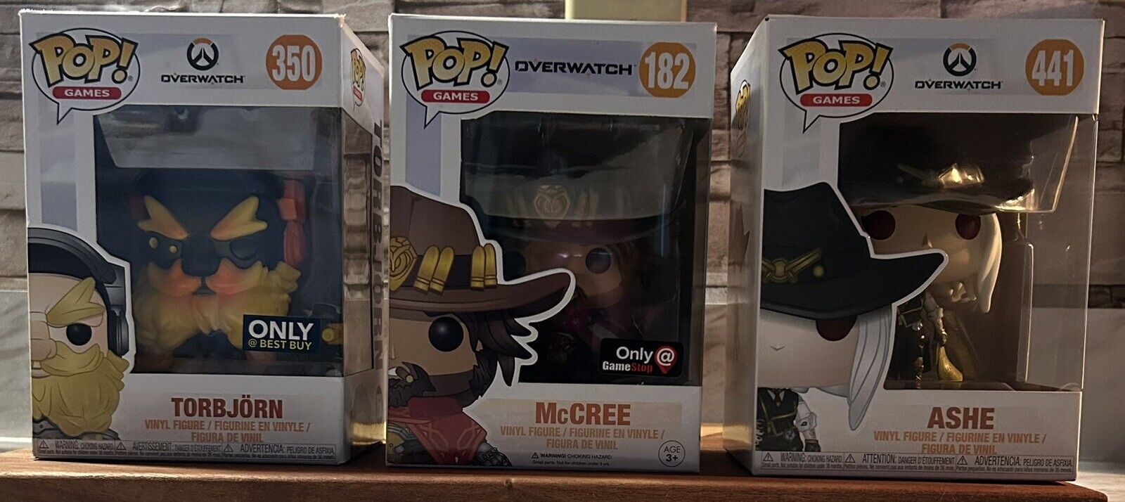Lot Of Three 3 Funko Pops 182 Mcree 350 Torbjorn 441 Ashe New Overwatch Exclusiv