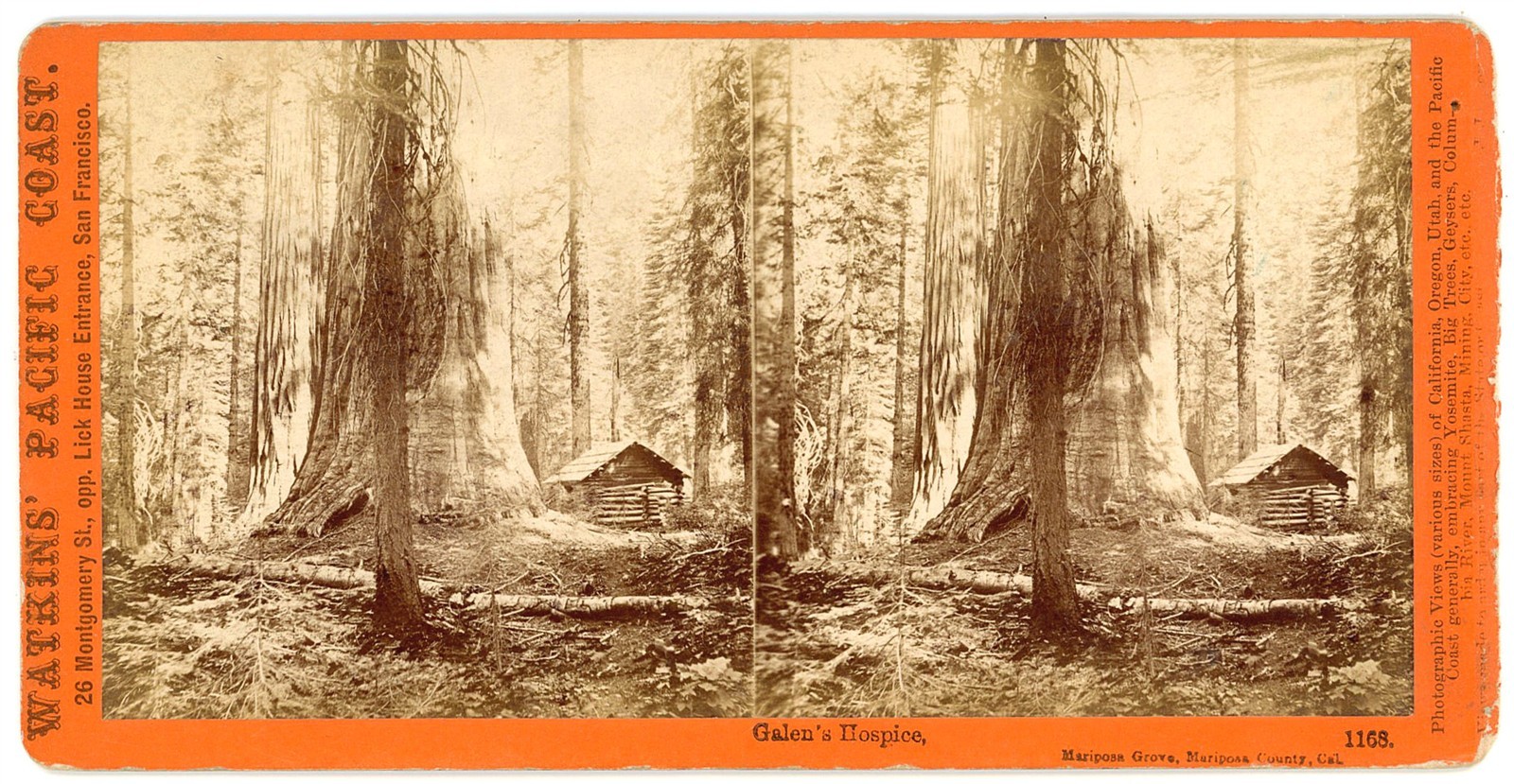 YOSEMITE STEREOVIEW - Galen's Hospice - C.E. Watkins 1870s