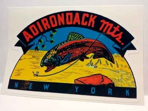 Adirondack Mountains NY Vintage Style Travel Decal / Vinyl Sticker,Luggage Label