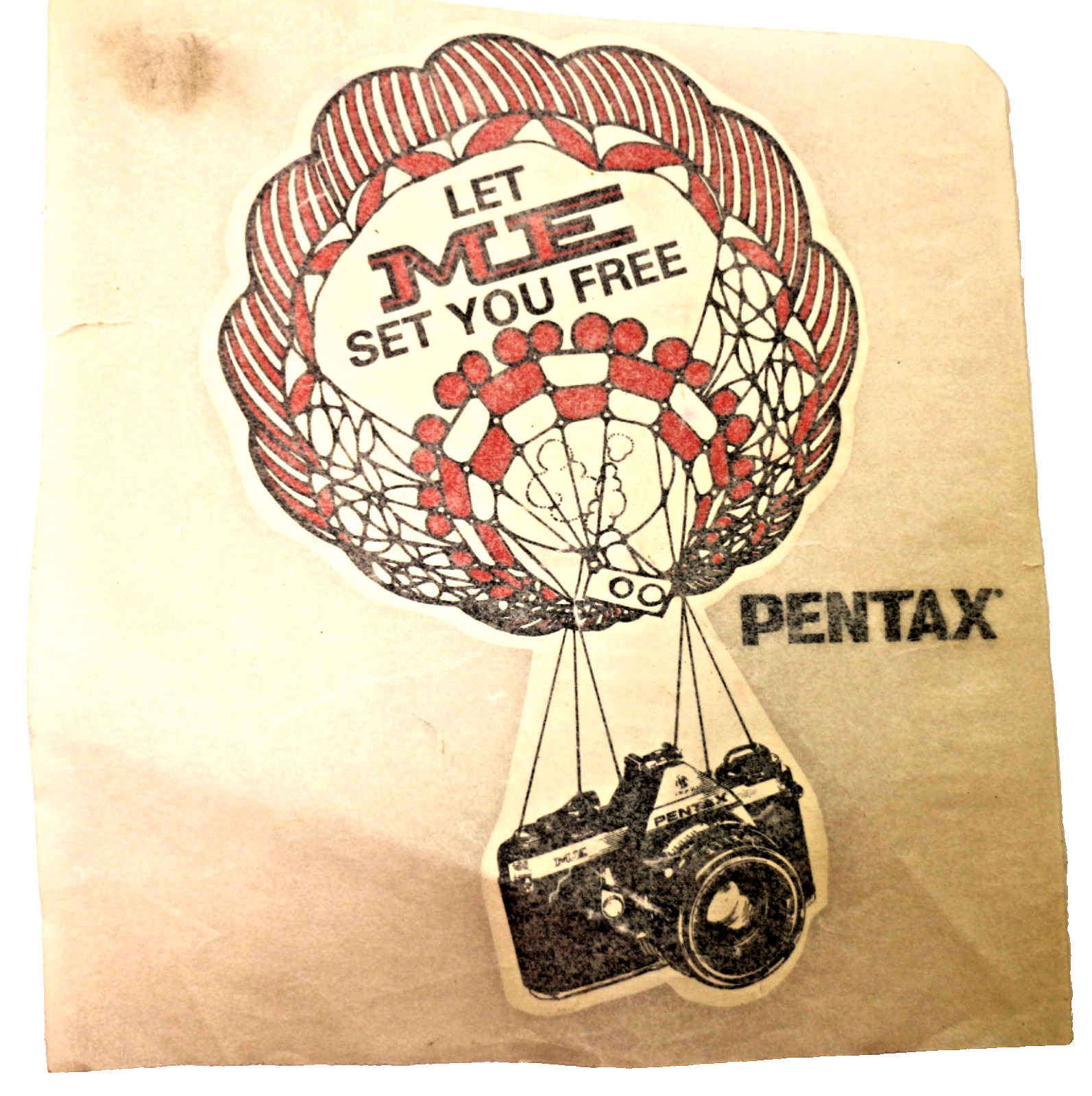 LET ME SET YOU FREE Promotional Pentax ME Camera Window Transfer Decal 1978